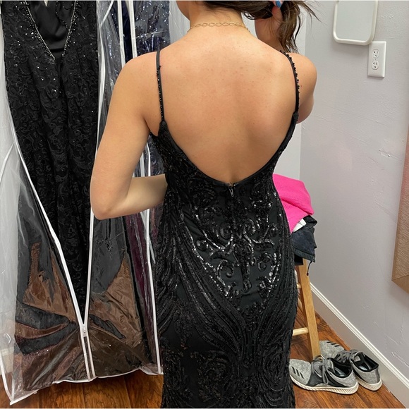 Colette Mon Cheri Black Sequence Prom Dress - Picture 2 of 2